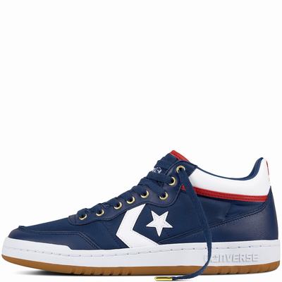 Converse Fastbreak Pro Mid Leather Mid Tops Mens - Navy/White/Red Shoes (629UJQYH)
